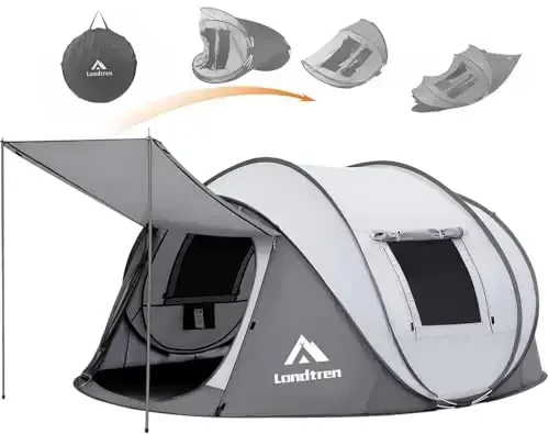 4 Person Easy Pop Up Tent Suv o'tkazmaydigan Avtomatik Sozlash 2 eshik-Camping Hiking & Traveling uchun Instant Oilaviy chodirlar 