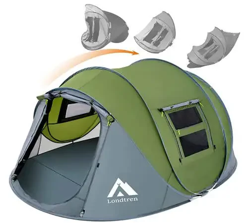 4 Person Easy Pop Up Tent Waterproof Automatic Setup 2 Doors-Instant Family Tents for Camping Hiking & Traveling - 1