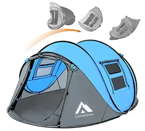 4 Person Easy Pop Up Tent Waterproof Automatic Setup 2 Doors-Instant Family Tents for Camping Hiking & Traveling 