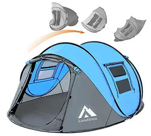 4 Person Easy Pop Up Tent Waterproof Automatic Setup 2 Doors-Instant Family Tents for Camping Hiking & Traveling - LONDTREN