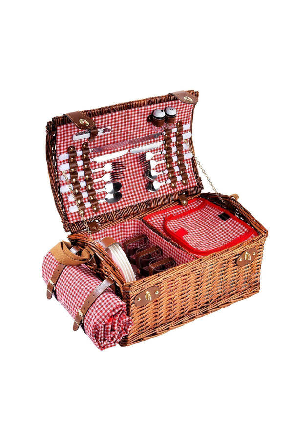 4 Person Picnic Basket with Checkered Pattern (nz-06) - 1