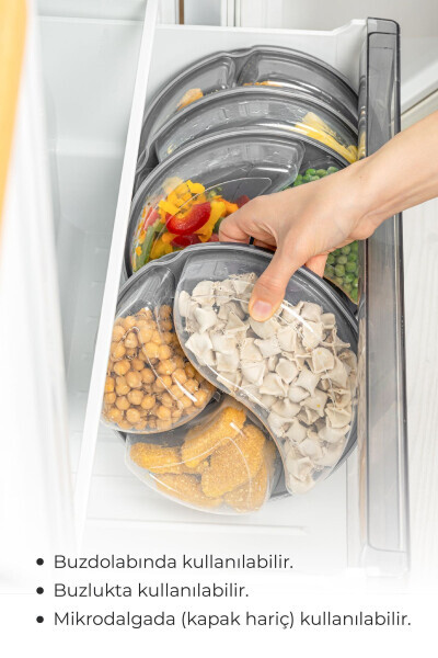 4 Piece 3 Compartment Round Storage Container 1.2 Litre Anthracite - VIENEV (1)