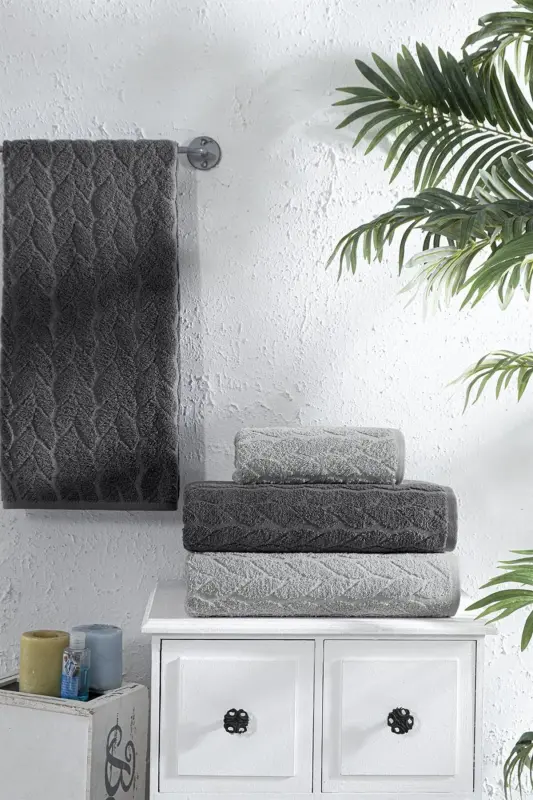 4-Piece Bath Towel Set Bathroom Set 100% Cotton - 2