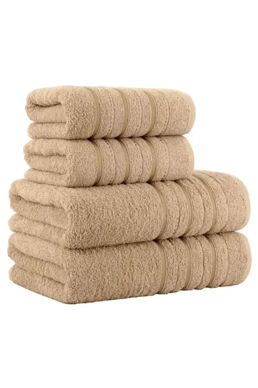 4 Piece Bath Towel Set Dora Beige - 70x140cm X2 / 50x90cm X2-BEIGE - 4