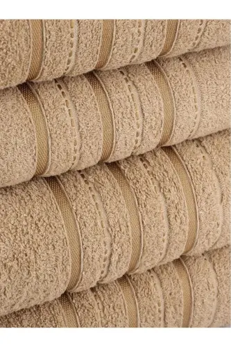 4 Piece Bath Towel Set Dora Beige - 70x140cm X2 / 50x90cm X2-BEIGE - 5