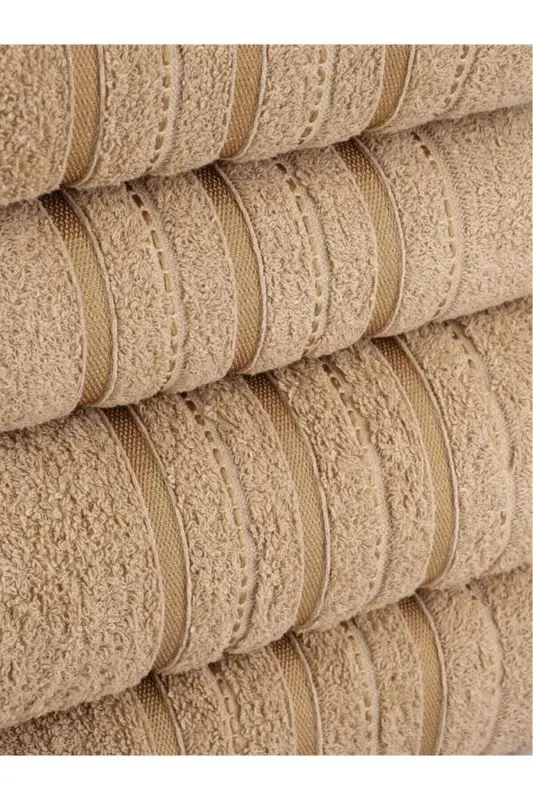 4 Piece Bath Towel Set Dora Beige - 70x140cm X2 / 50x90cm X2-BEIGE - 5