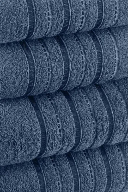 4-Piece Bath Towel Set Dora Indigo - 70x140cm X2 / 50x90cm X2-INDIGO - 6