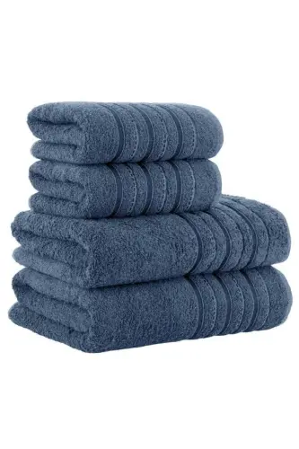 4-Piece Bath Towel Set Dora Indigo - 70x140cm X2 / 50x90cm X2-INDIGO - 3