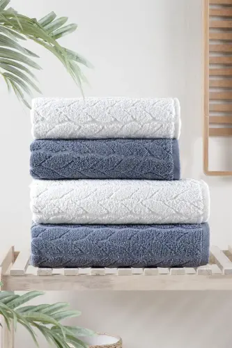 4-Piece Bath Towel Set Turkish Towel Set 100% Cotton-Discount 
