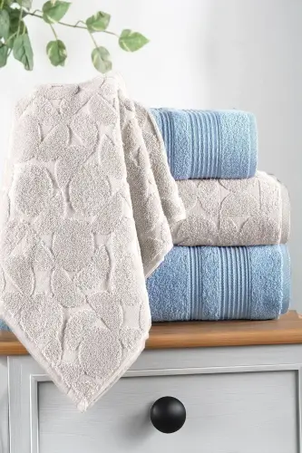 4-Piece Bath Towel Set Turkish Towel Set 100% Cotton-Turquoise - 1
