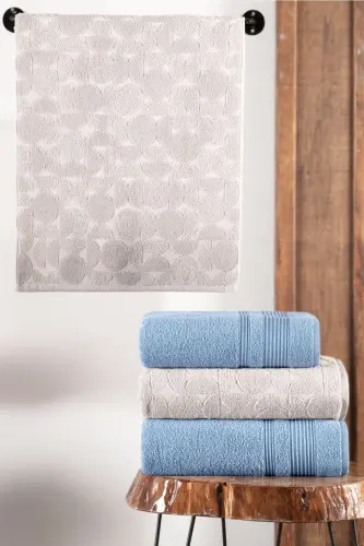 4-Piece Bath Towel Set Turkish Towel Set 100% Cotton-Turquoise - 3