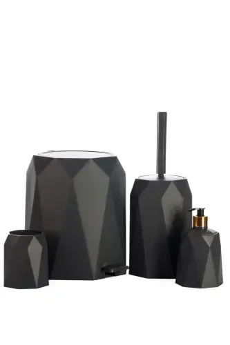 4-Piece Bathroom Set Trash Can Toilet Brush Soap Dispenser Toothbrush Holder - Anthracite - Modazone (1)