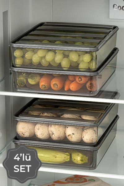 4-Piece Bella Refrigerator Organizer Storage Container Large - VIENEV