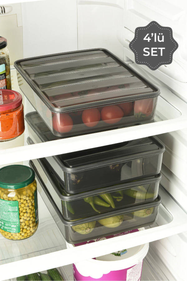 4-Piece Bella Refrigerator Organizer Storage Container Large - 8