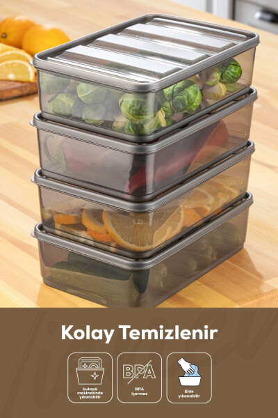 4-Piece Bella Refrigerator Organizer Storage Container Large - 5