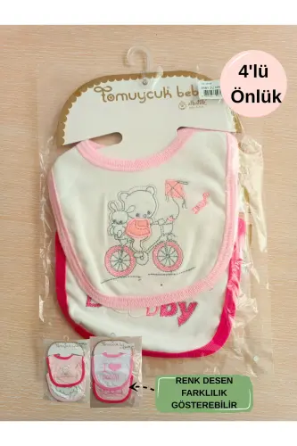 4-Piece Bib Set, Baby Girl Bibs, 100% Cotton - 3