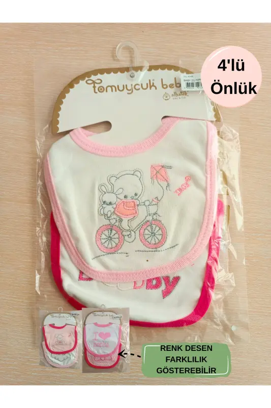 4-Piece Bib Set, Baby Girl Bibs, 100% Cotton - 3