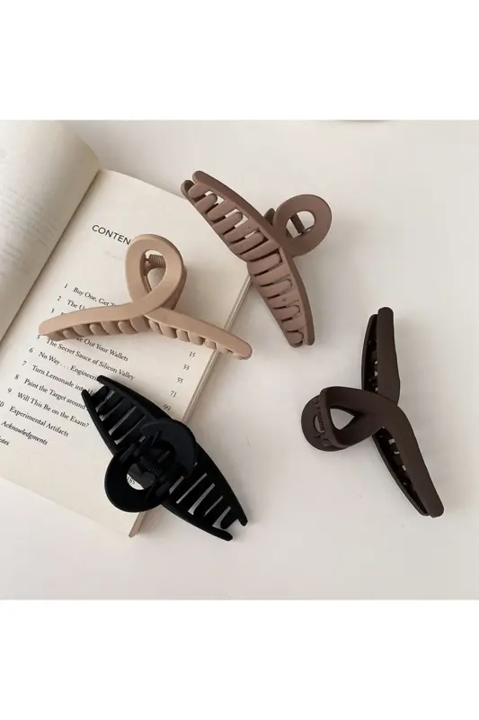 4-Piece Claw Clip Set - Brown - 3