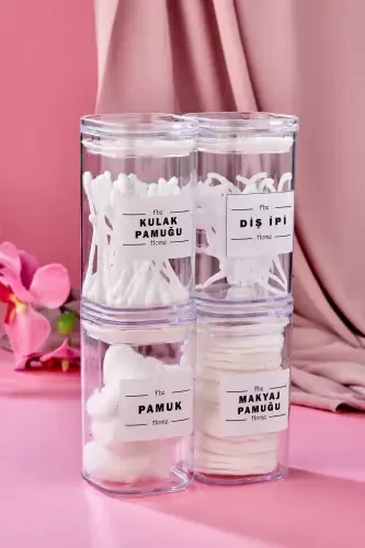 4-Piece Clear Acrylic Toothpick & Cotton Swab & Cotton & Makeup Cotton Bath Set - 1