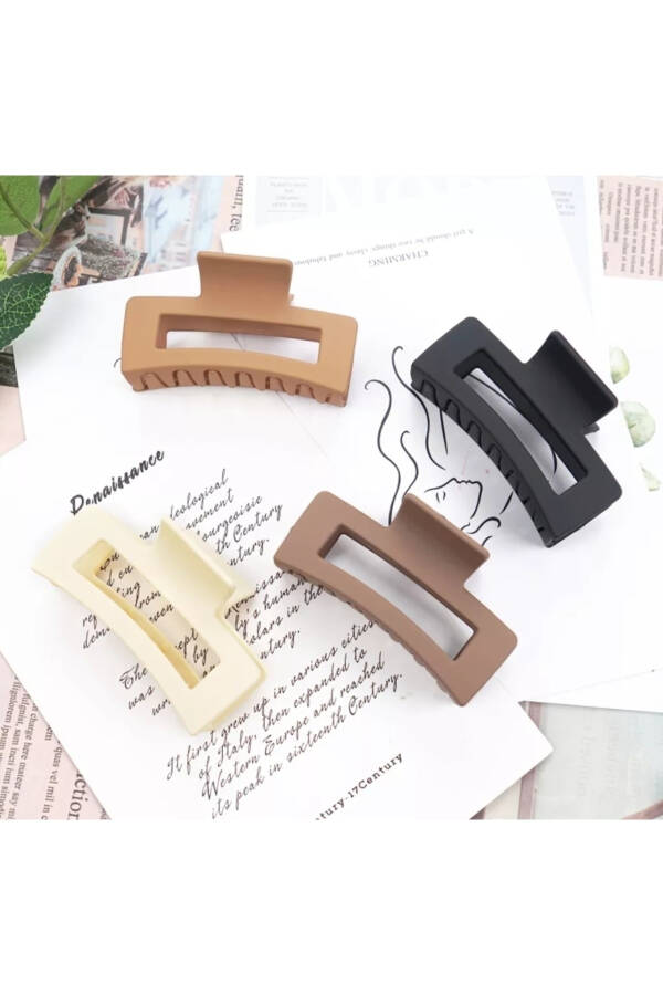 4 Piece Coffee Tone Women's Hair Clip Set - 1