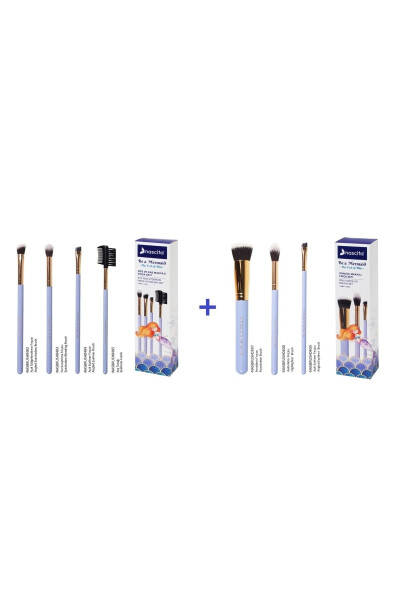 4-Piece Eye and Eyebrow Makeup Brush Set + 3-Piece Daily Makeup Brush Set - 2