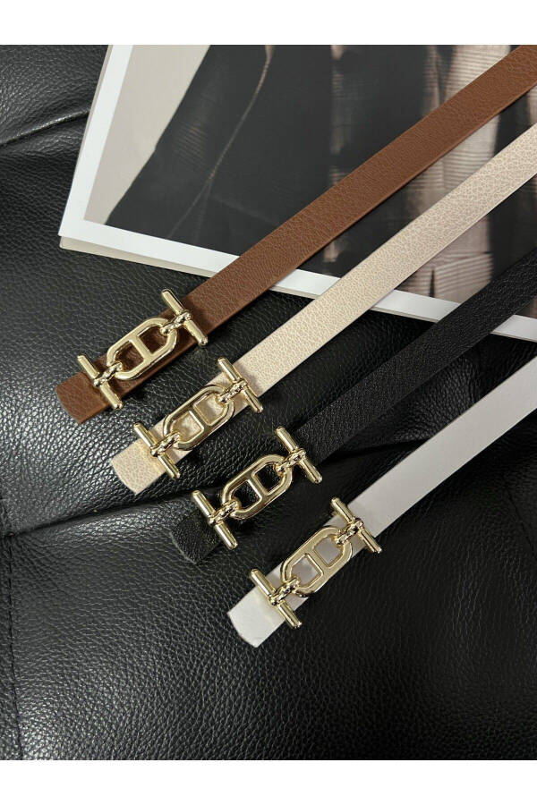 4-Piece Gold Buckle Slim Belt, Trousers Belt, Shirt Belt, Jacket Belt - 6