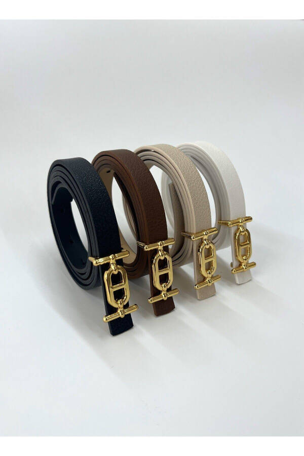 4-Piece Gold Buckle Slim Belt, Trousers Belt, Shirt Belt, Jacket Belt - 7