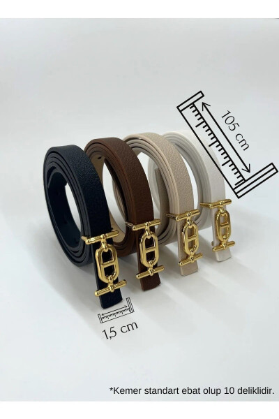 4-Piece Gold Buckle Slim Belt, Trousers Belt, Shirt Belt, Jacket Belt - 8