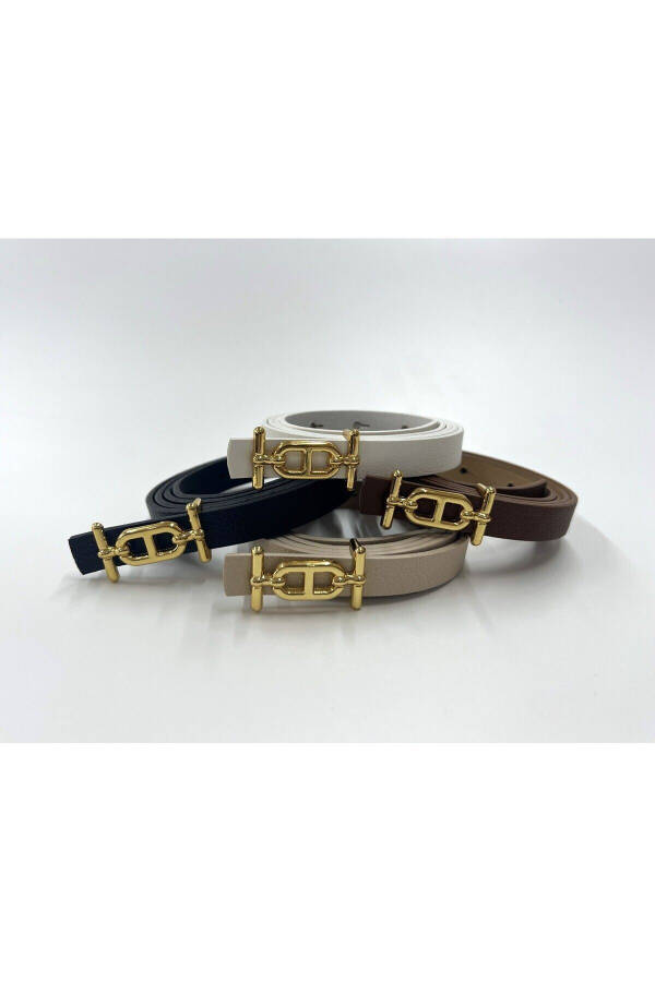 4-Piece Gold Buckle Slim Belt, Trousers Belt, Shirt Belt, Jacket Belt - 9