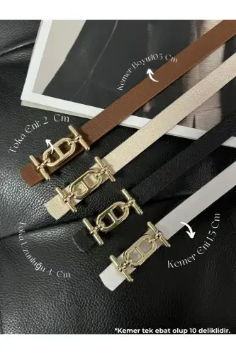 4-Piece Gold Buckle Slim Belt, Trousers Belt, Shirt Belt, Jacket Belt - 1