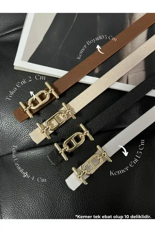4-Piece Gold Buckle Slim Belt, Trousers Belt, Shirt Belt, Jacket Belt - 1