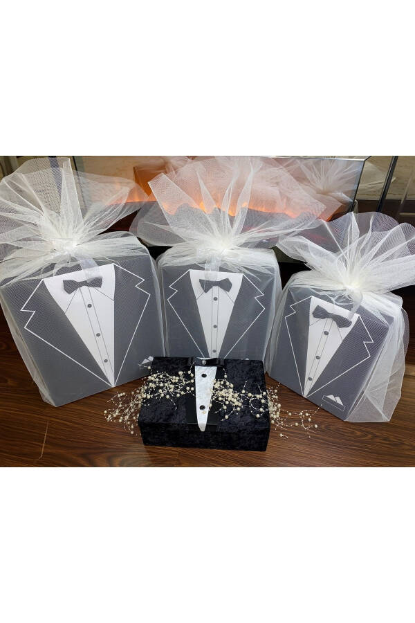 4-Piece Groom's Trousseau, Dowry Wooden Box and 3-Piece Box Set - 4