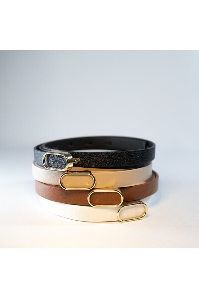 4-Piece Imported Oval Gold Buckle Thin Belt, Trousers Belt, Shirt Belt, Jacket Belt - 17