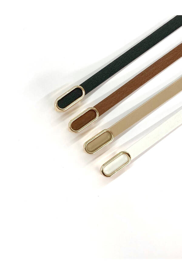 4-Piece Imported Oval Gold Buckle Thin Belt, Trousers Belt, Shirt Belt, Jacket Belt - 19