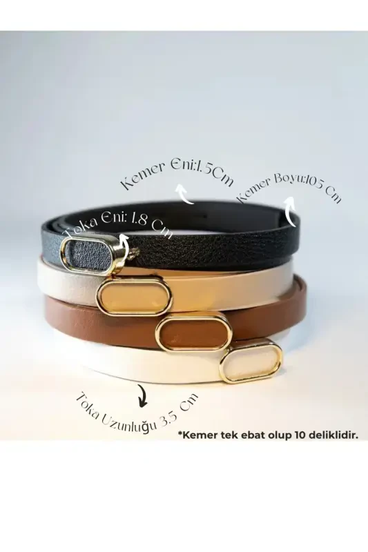 4-Piece Imported Oval Gold Buckle Thin Belt, Trousers Belt, Shirt Belt, Jacket Belt - FIORI