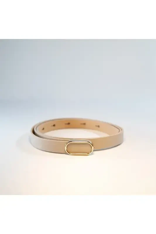 4-Piece Imported Oval Gold Buckle Thin Belt, Trousers Belt, Shirt Belt, Jacket Belt - 7