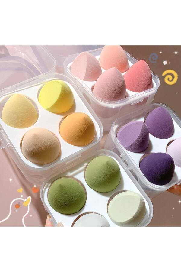 4-Piece Makeup Sponge Set with Plastic Case - 10