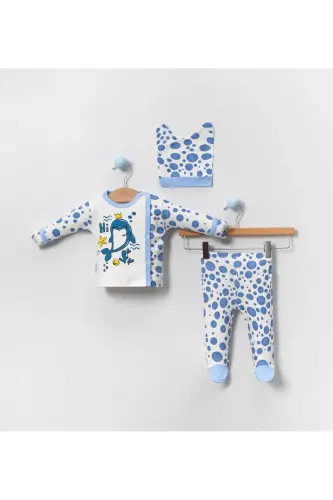 4-Piece Newborn Set (HOSPITAL OUTFIT, BABY CARE BACKPACK AND SHOULDER BAG, SWADDLE)-GRAY - 2