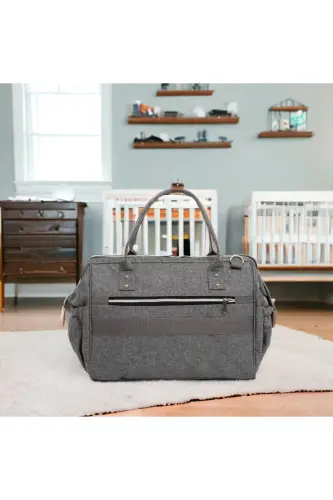 4-Piece Newborn Set (HOSPITAL OUTFIT, BABY CARE BACKPACK AND SHOULDER BAG, SWADDLE)-GRAY - 7