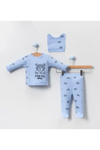 4-Piece Newborn Set (HOSPITAL OUTFIT, BABY CARE BACKPACK AND SHOULDER BAG, SWADDLE)-GRAY - 2