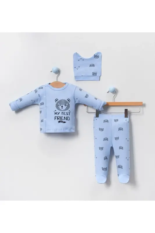 4-Piece Newborn Set (HOSPITAL OUTFIT, BABY CARE BACKPACK AND SHOULDER BAG, SWADDLE)-GRAY - 2