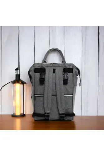 4-Piece Newborn Set (HOSPITAL OUTFIT, BABY CARE BACKPACK AND SHOULDER BAG, SWADDLE)-GRAY - 5