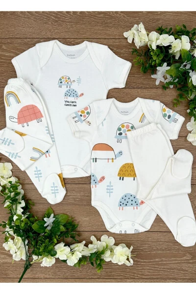 4-Piece Organic Cotton Baby Girl Snap Bodysuit & P - PATSAN (1)