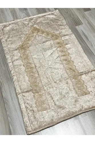 4 Piece Prayer Rug Set Bridal Dowry Boxed Velvet Lace Bride Groom Set-Brown - 7