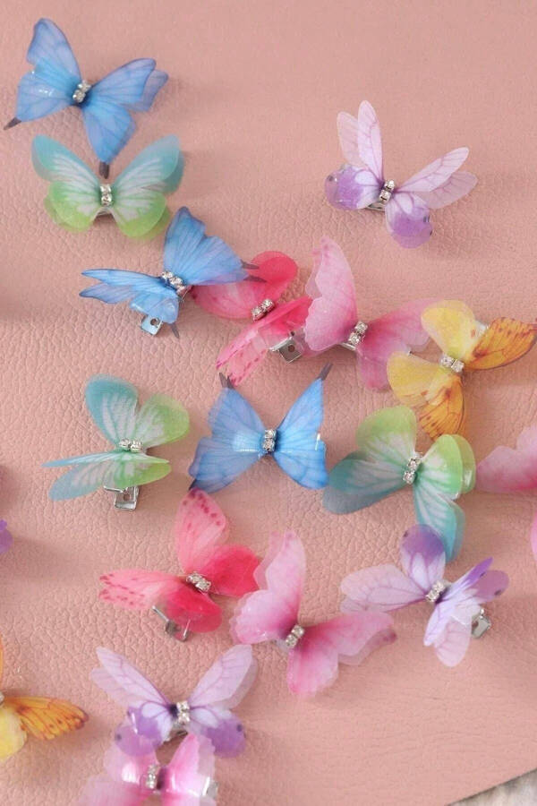 4-Piece Realistic Fabric Butterfly Hair Clips - 4