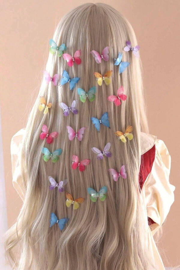 4-Piece Realistic Fabric Butterfly Hair Clips - 1