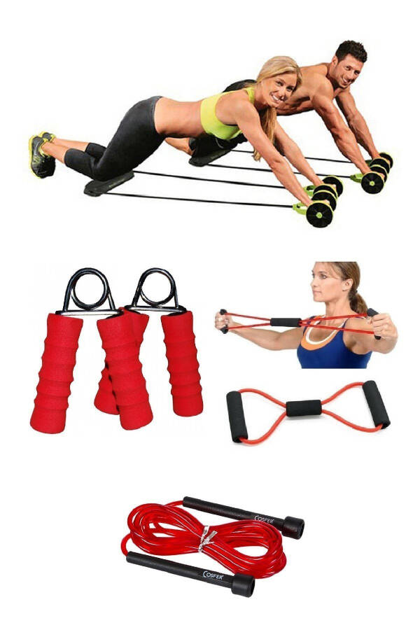 4-Piece Set Abdominal Muscle Waist Arm Leg Sports Equipment Exercise Resistance Sports Band Hand Spring Jump Rope - 3