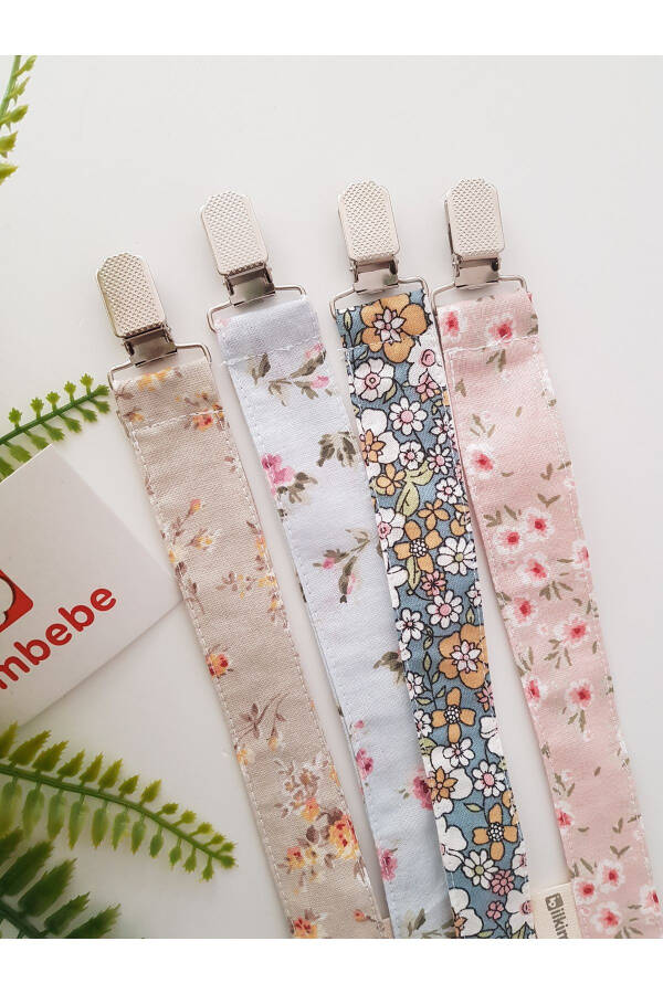 4-Piece Set Floral Baby Pacifier Clip - Pacifier Chain - Pacifier Holder - 2