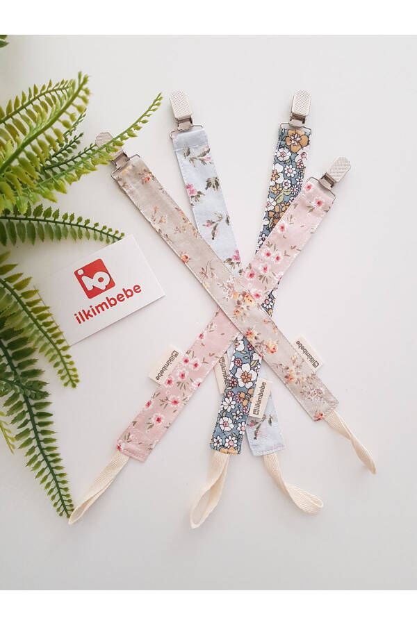 4-Piece Set Floral Baby Pacifier Clip - Pacifier Chain - Pacifier Holder - 3