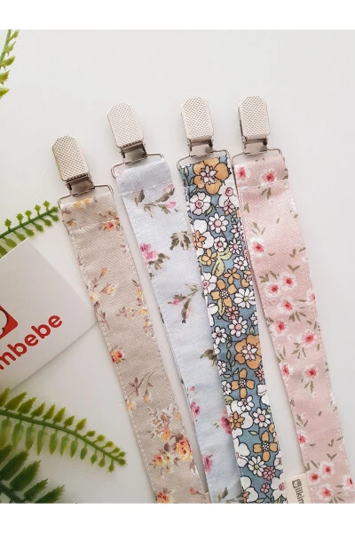 4-Piece Set Floral Baby Pacifier Clip - Pacifier Chain - Pacifier Holder - Modazone (1)
